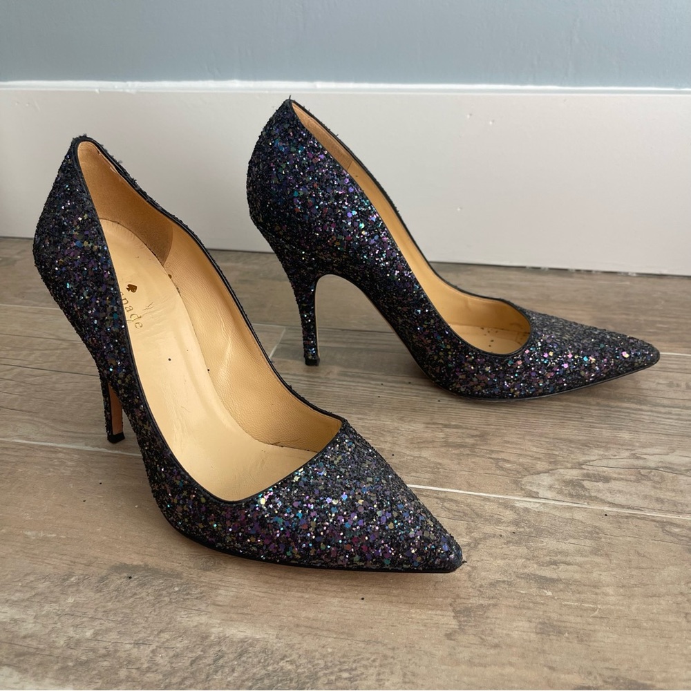 Kate Spade Navy Glitter Heels